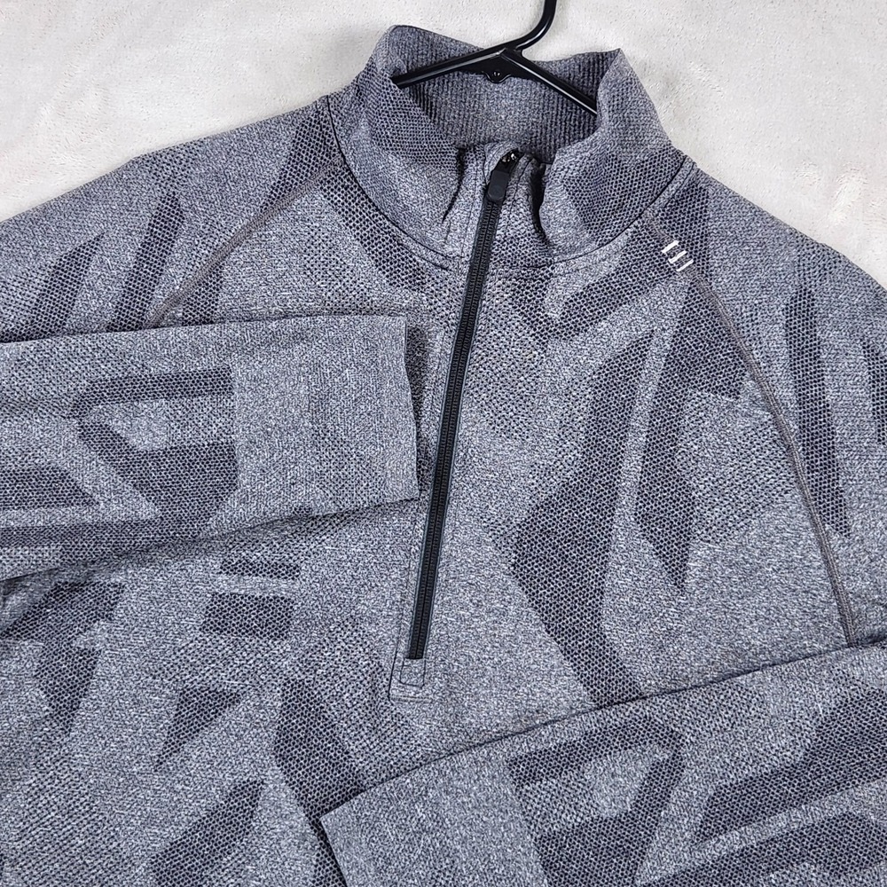 Lululemon Pullover Mens Large Gray 1/4 Zip‎ Metal Vent Long Sleeve Geometric